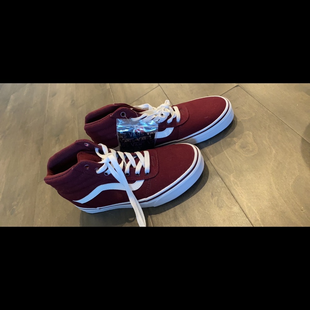 Burgundy high top vans